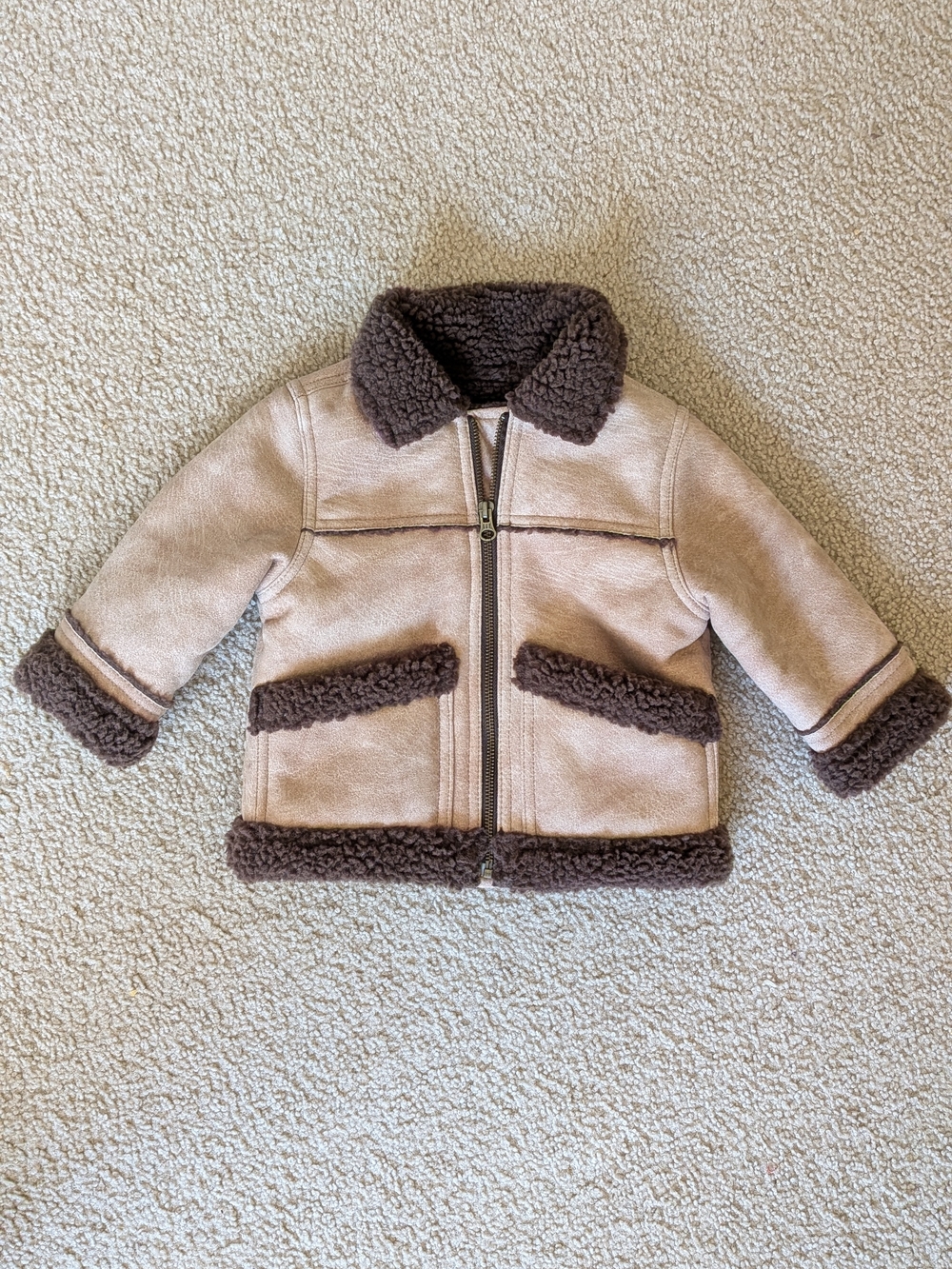 Baby GAP Beige Shearling-Trim Zip Jacket